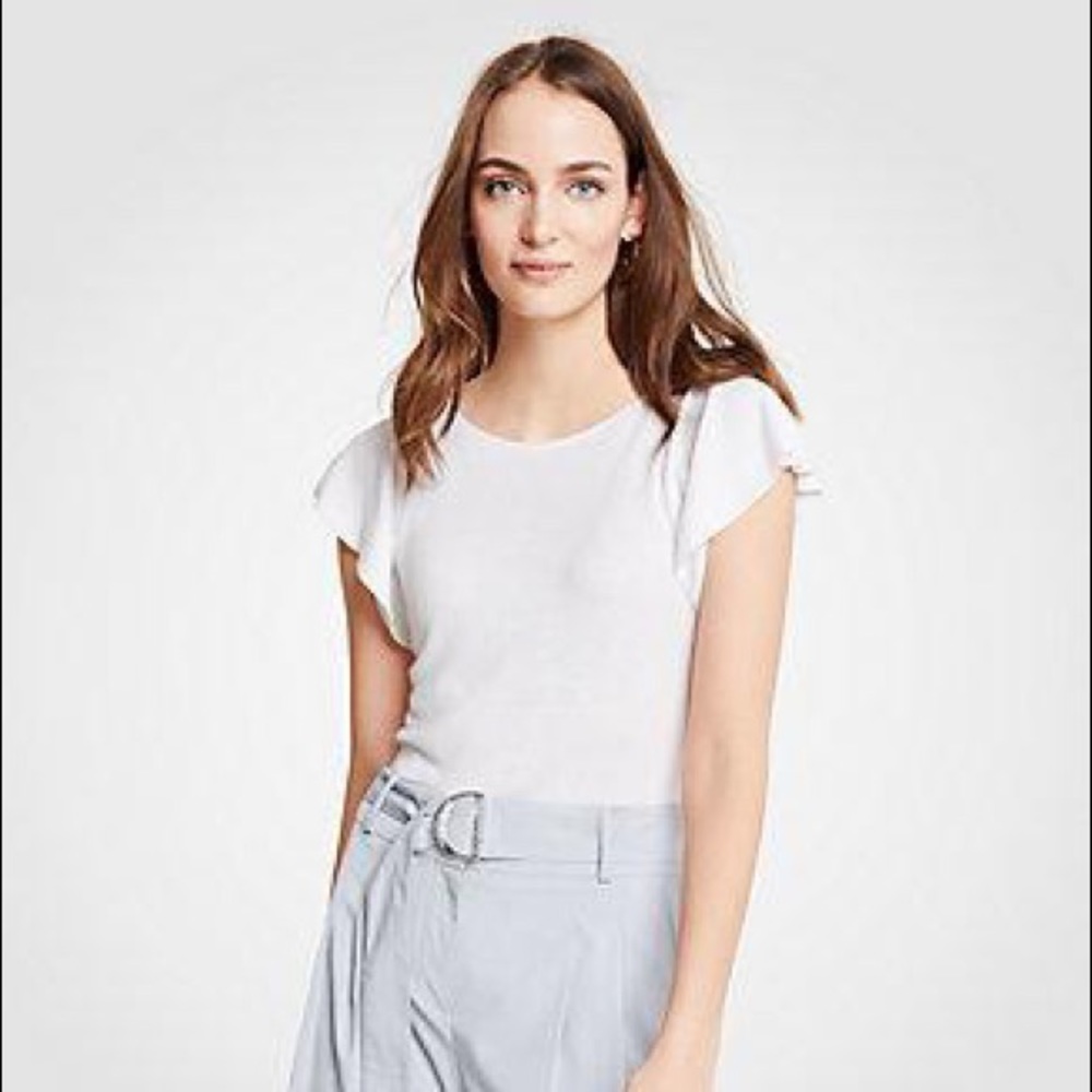 Short sleeve Ann Taylor flutter sleeve sweater